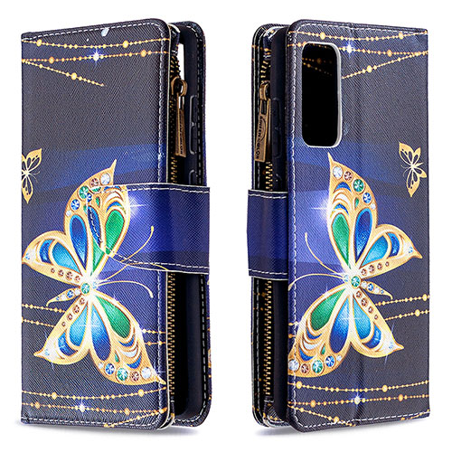 Leather Case Stands Fashionable Pattern Flip Cover Holder B04F for Samsung Galaxy S20 FE 5G Black