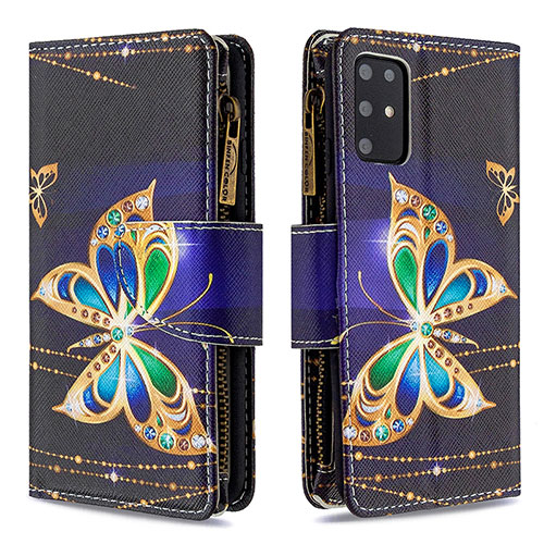 Leather Case Stands Fashionable Pattern Flip Cover Holder B04F for Samsung Galaxy S20 Plus 5G Black