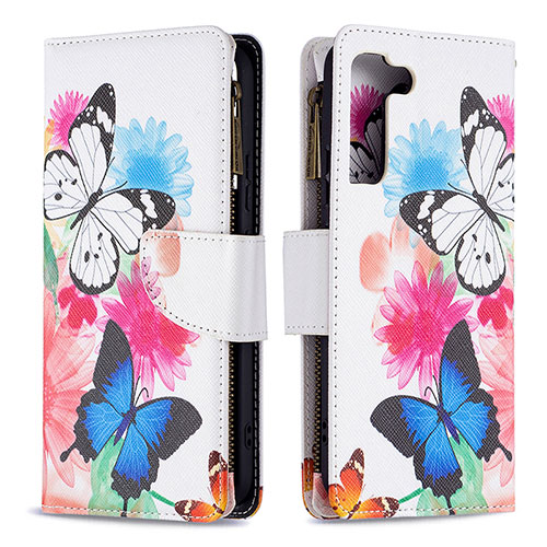 Leather Case Stands Fashionable Pattern Flip Cover Holder B04F for Samsung Galaxy S25 5G Hot Pink