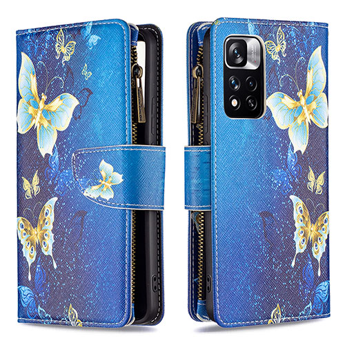 Leather Case Stands Fashionable Pattern Flip Cover Holder B04F for Xiaomi Mi 11i 5G (2022) Blue