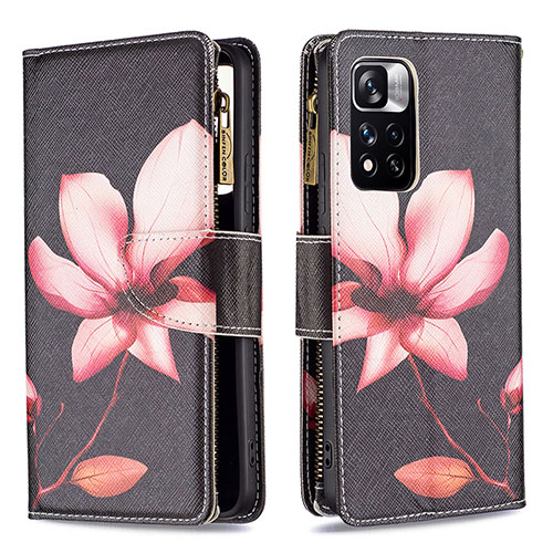 Leather Case Stands Fashionable Pattern Flip Cover Holder B04F for Xiaomi Mi 11i 5G (2022) Red