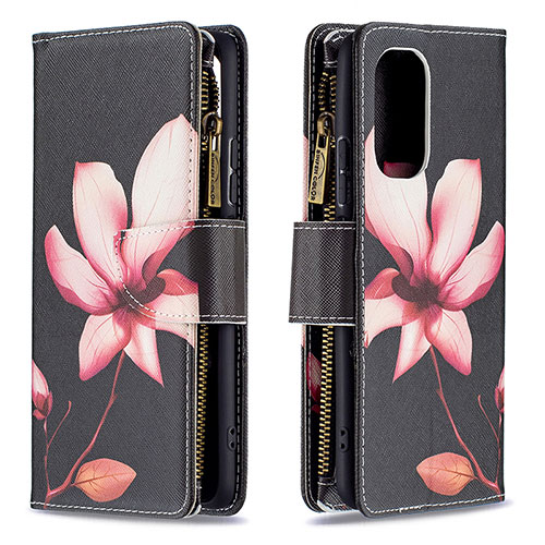 Leather Case Stands Fashionable Pattern Flip Cover Holder B04F for Xiaomi Mi 11i 5G Red