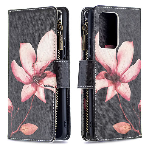 Leather Case Stands Fashionable Pattern Flip Cover Holder B04F for Xiaomi Mi 11T Pro 5G Red