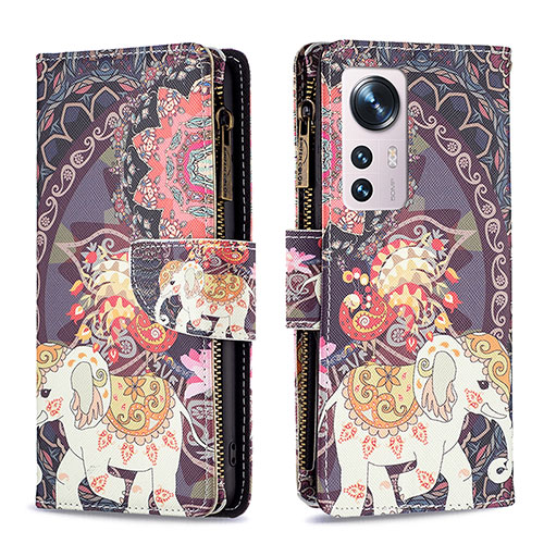 Leather Case Stands Fashionable Pattern Flip Cover Holder B04F for Xiaomi Mi 12 Pro 5G Mixed