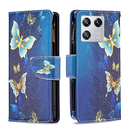 Leather Case Stands Fashionable Pattern Flip Cover Holder B04F for Xiaomi Mi 13 5G Blue