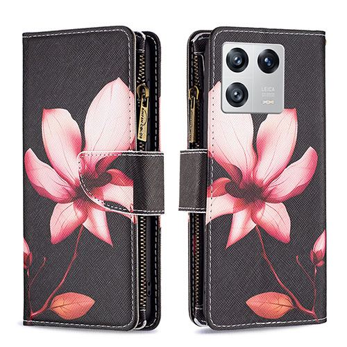 Leather Case Stands Fashionable Pattern Flip Cover Holder B04F for Xiaomi Mi 13 Pro 5G Red