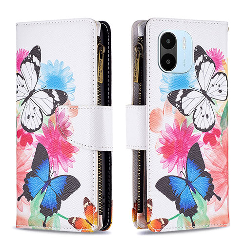 Leather Case Stands Fashionable Pattern Flip Cover Holder B04F for Xiaomi Poco C51 Colorful