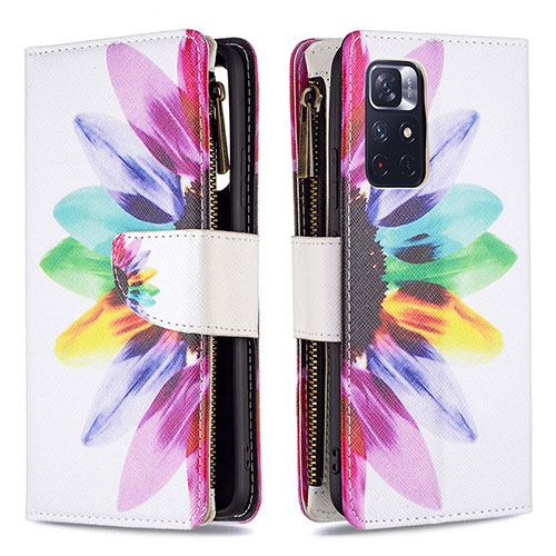 Leather Case Stands Fashionable Pattern Flip Cover Holder B04F for Xiaomi Poco M4 Pro 5G Mixed
