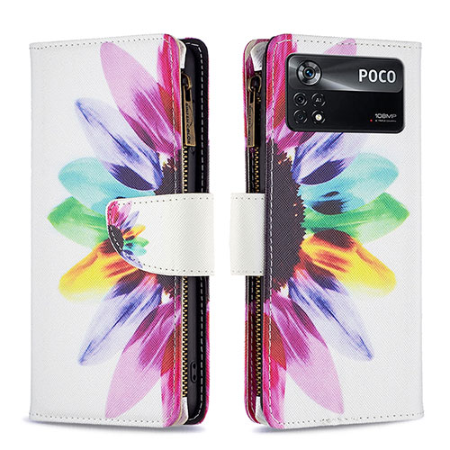 Leather Case Stands Fashionable Pattern Flip Cover Holder B04F for Xiaomi Poco X4 Pro 5G Mixed