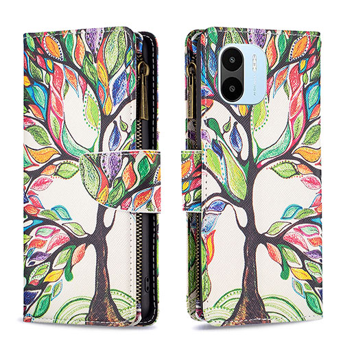 Leather Case Stands Fashionable Pattern Flip Cover Holder B04F for Xiaomi Redmi A1 Green