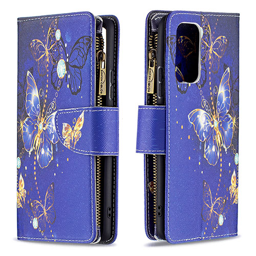 Leather Case Stands Fashionable Pattern Flip Cover Holder B04F for Xiaomi Redmi Note 10 Pro 4G Navy Blue