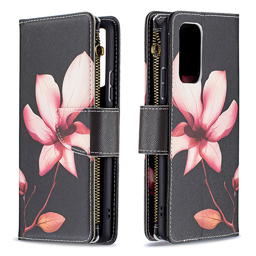 Leather Case Stands Fashionable Pattern Flip Cover Holder B04F for Xiaomi Redmi Note 10 Pro 4G Red