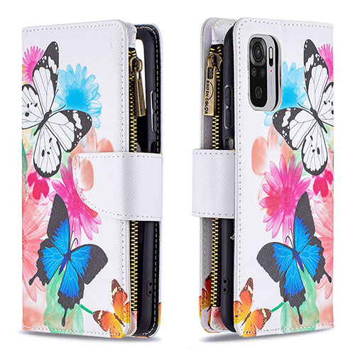 Leather Case Stands Fashionable Pattern Flip Cover Holder B04F for Xiaomi Redmi Note 10S 4G Colorful