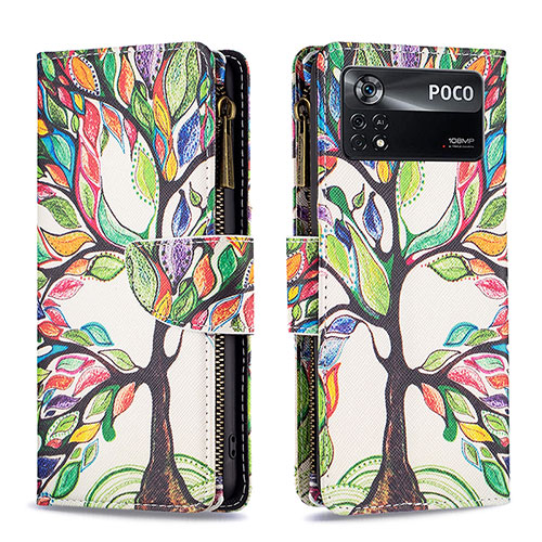 Leather Case Stands Fashionable Pattern Flip Cover Holder B04F for Xiaomi Redmi Note 11E Pro 5G Green