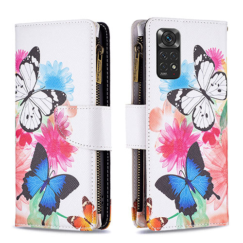 Leather Case Stands Fashionable Pattern Flip Cover Holder B04F for Xiaomi Redmi Note 11S 4G Colorful