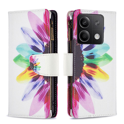 Leather Case Stands Fashionable Pattern Flip Cover Holder B04F for Xiaomi Redmi Note 13 5G Mixed