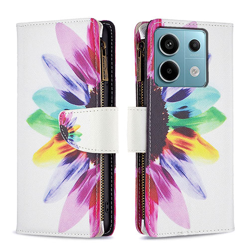 Leather Case Stands Fashionable Pattern Flip Cover Holder B04F for Xiaomi Redmi Note 13 Pro 5G Mixed