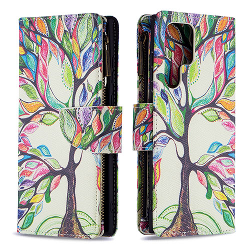 Leather Case Stands Fashionable Pattern Flip Cover Holder B05F for Samsung Galaxy S21 Ultra 5G Mixed