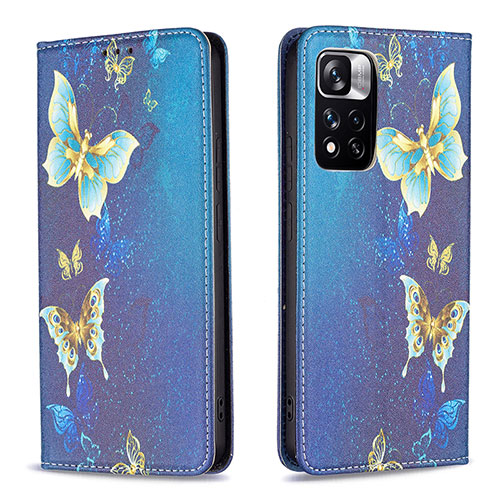 Leather Case Stands Fashionable Pattern Flip Cover Holder B05F for Xiaomi Mi 11i 5G (2022) Blue