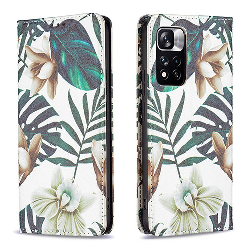 Leather Case Stands Fashionable Pattern Flip Cover Holder B05F for Xiaomi Mi 11i 5G (2022) Green
