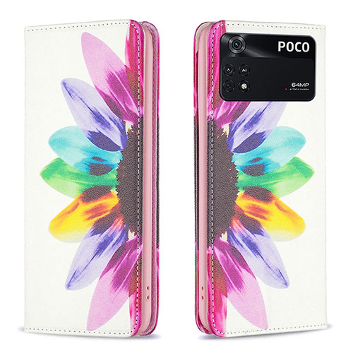 Leather Case Stands Fashionable Pattern Flip Cover Holder B05F for Xiaomi Poco M4 Pro 4G Mixed