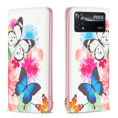 Leather Case Stands Fashionable Pattern Flip Cover Holder B05F for Xiaomi Poco X4 Pro 5G Colorful