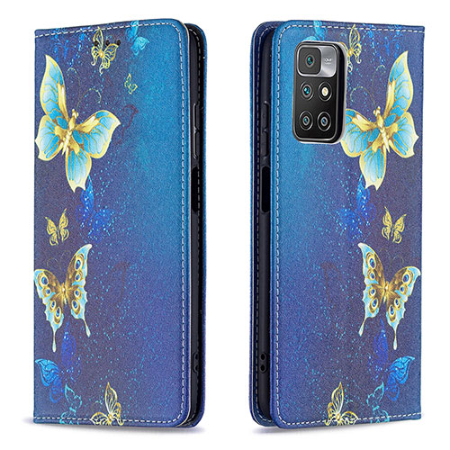 Leather Case Stands Fashionable Pattern Flip Cover Holder B05F for Xiaomi Redmi 10 (2022) Blue