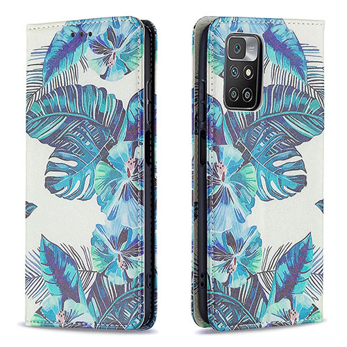 Leather Case Stands Fashionable Pattern Flip Cover Holder B05F for Xiaomi Redmi 10 4G Sky Blue