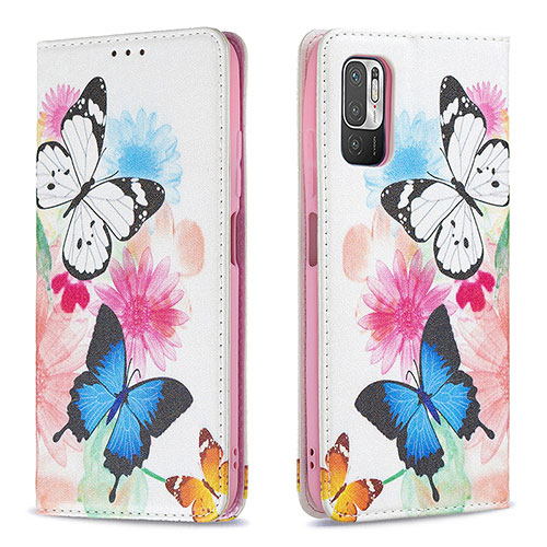 Leather Case Stands Fashionable Pattern Flip Cover Holder B05F for Xiaomi Redmi Note 10 5G Colorful