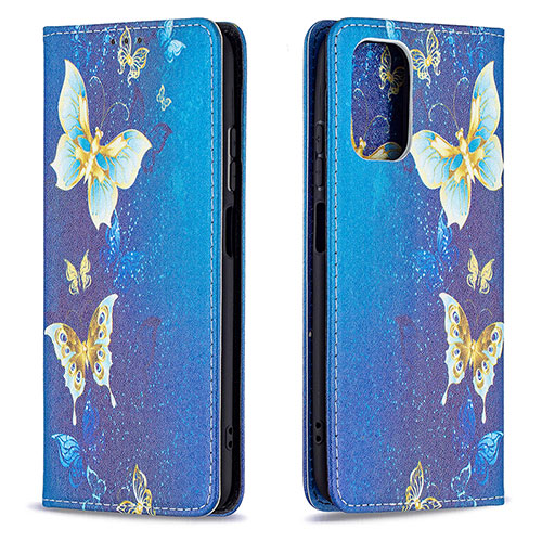 Leather Case Stands Fashionable Pattern Flip Cover Holder B05F for Xiaomi Redmi Note 10S 4G Blue