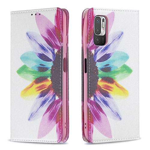 Leather Case Stands Fashionable Pattern Flip Cover Holder B05F for Xiaomi Redmi Note 10T 5G Mixed