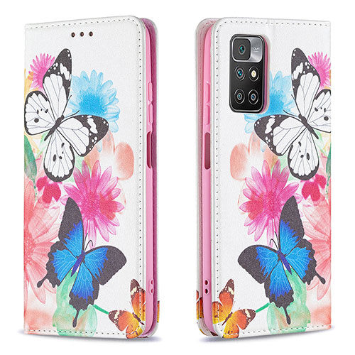 Leather Case Stands Fashionable Pattern Flip Cover Holder B05F for Xiaomi Redmi Note 11 4G (2021) Colorful