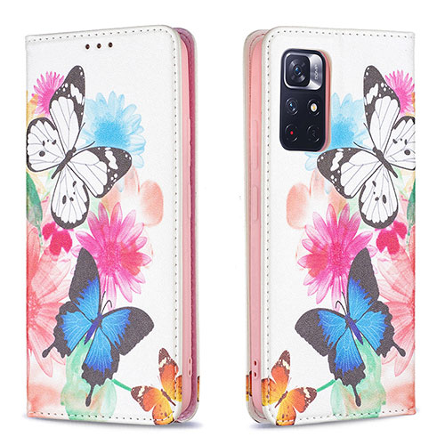 Leather Case Stands Fashionable Pattern Flip Cover Holder B05F for Xiaomi Redmi Note 11 5G Colorful