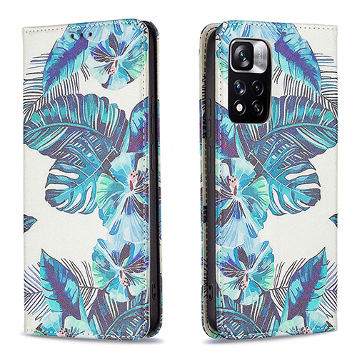 Leather Case Stands Fashionable Pattern Flip Cover Holder B05F for Xiaomi Redmi Note 11 Pro+ Plus 5G Sky Blue