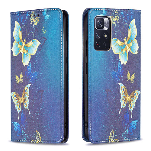 Leather Case Stands Fashionable Pattern Flip Cover Holder B05F for Xiaomi Redmi Note 11T 5G Blue