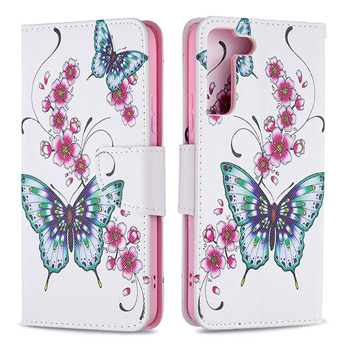 Leather Case Stands Fashionable Pattern Flip Cover Holder B09F for Samsung Galaxy S21 FE 5G Colorful