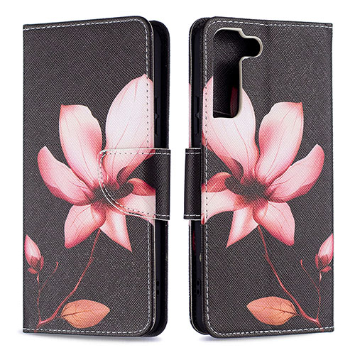 Leather Case Stands Fashionable Pattern Flip Cover Holder B09F for Samsung Galaxy S23 5G Brown