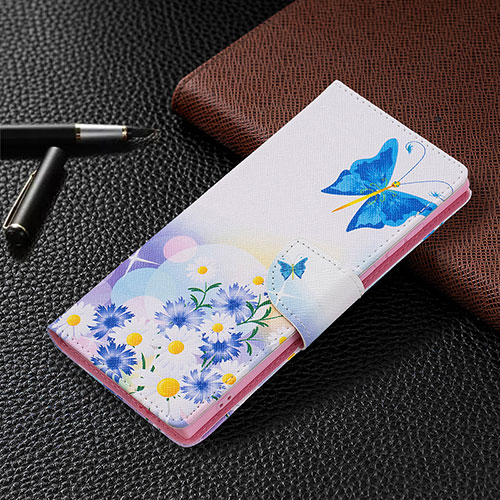 Leather Case Stands Fashionable Pattern Flip Cover Holder B09F for Samsung Galaxy S24 Ultra 5G Sky Blue