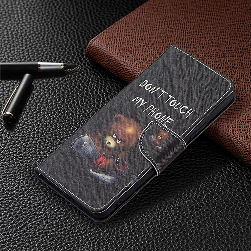 Leather Case Stands Fashionable Pattern Flip Cover Holder BF4 for Xiaomi Redmi Note 10 Pro Max Dark Gray