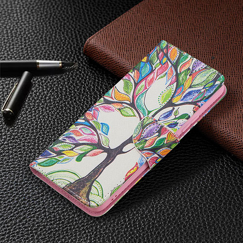 Leather Case Stands Fashionable Pattern Flip Cover Holder BF4 for Xiaomi Redmi Note 10 Pro Max Green