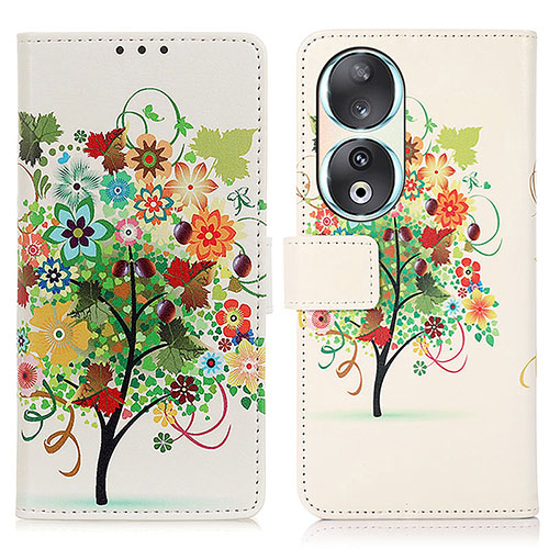 Leather Case Stands Fashionable Pattern Flip Cover Holder D02Y for Huawei Honor 90 5G Green