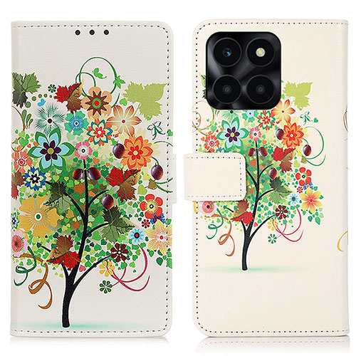 Leather Case Stands Fashionable Pattern Flip Cover Holder D02Y for Huawei Honor X8b Green