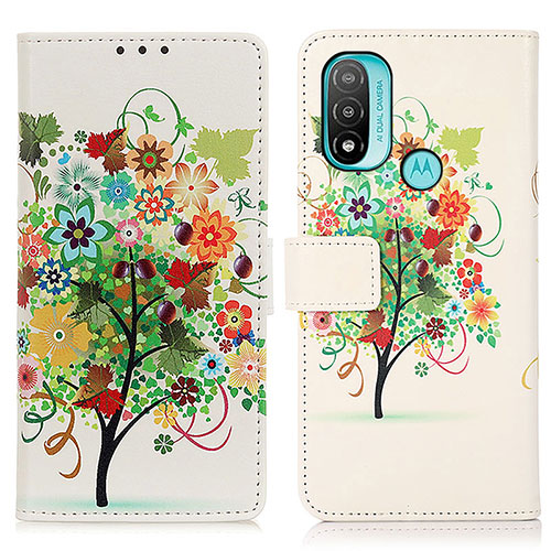 Leather Case Stands Fashionable Pattern Flip Cover Holder D02Y for Motorola Moto E20 Colorful