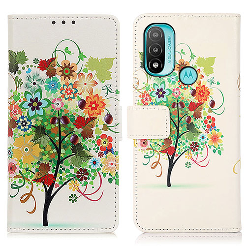 Leather Case Stands Fashionable Pattern Flip Cover Holder D02Y for Motorola Moto E30 Colorful