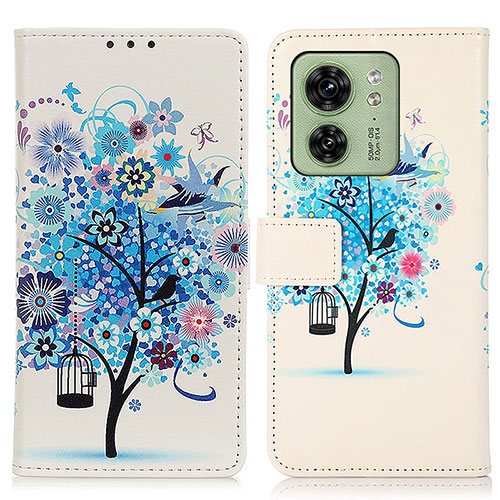 Leather Case Stands Fashionable Pattern Flip Cover Holder D02Y for Motorola Moto Edge (2023) 5G Blue