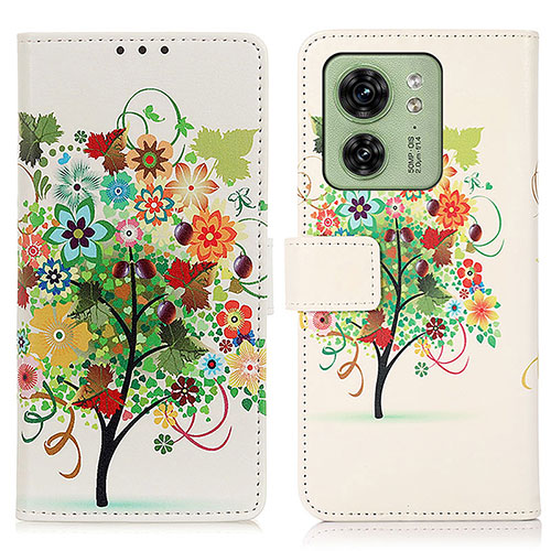 Leather Case Stands Fashionable Pattern Flip Cover Holder D02Y for Motorola Moto Edge (2023) 5G Green