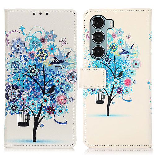 Leather Case Stands Fashionable Pattern Flip Cover Holder D02Y for Motorola Moto Edge S30 5G Blue