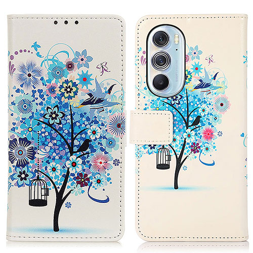 Leather Case Stands Fashionable Pattern Flip Cover Holder D02Y for Motorola Moto Edge X30 5G Blue