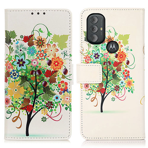 Leather Case Stands Fashionable Pattern Flip Cover Holder D02Y for Motorola Moto G Play (2023) Colorful