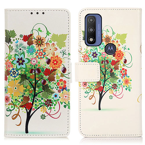 Leather Case Stands Fashionable Pattern Flip Cover Holder D02Y for Motorola Moto G Pure Colorful